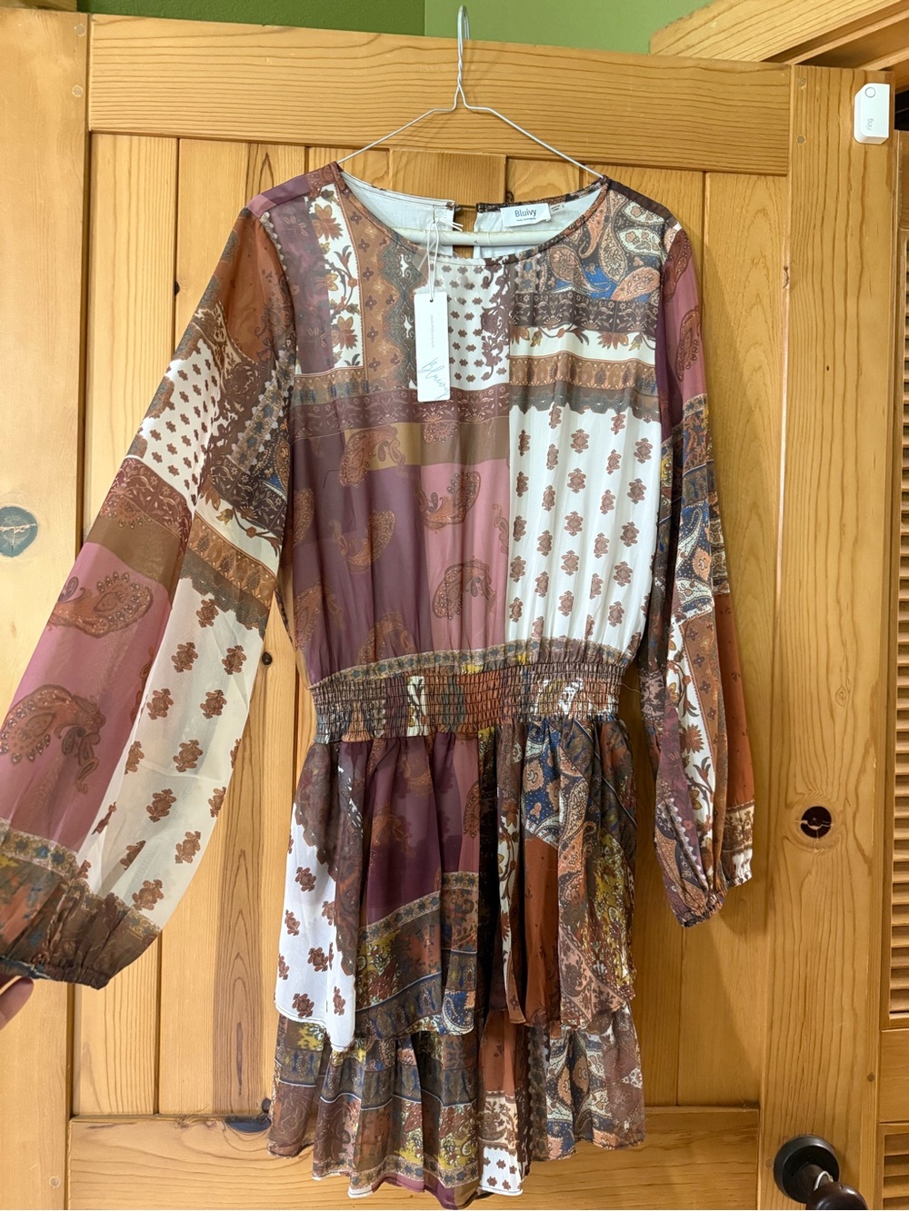 Floral Patchwork Women’s mini Dress - Brown & Cream. Brand new